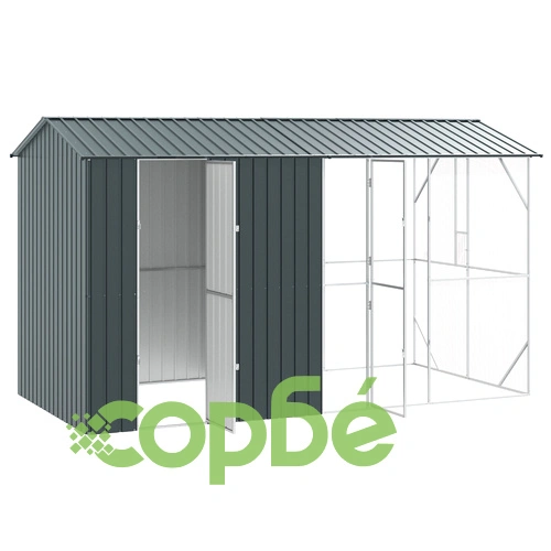 Клетка за птици с разширение от стомана, Антрацит, 210x442x247 см ➤ топ цена ➤ sorbe.bg