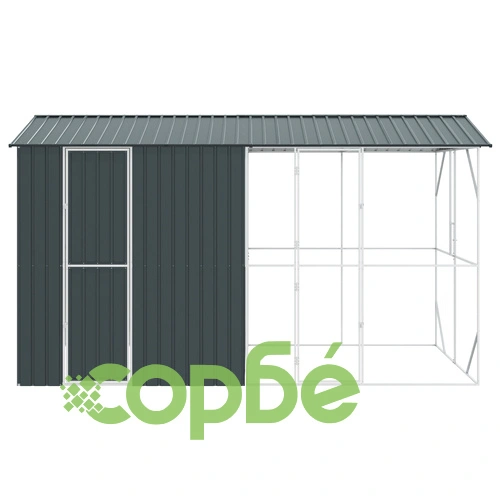 Клетка за птици с разширение от стомана, Антрацит, 210x442x247 см ➤ топ цена ➤ sorbe.bg