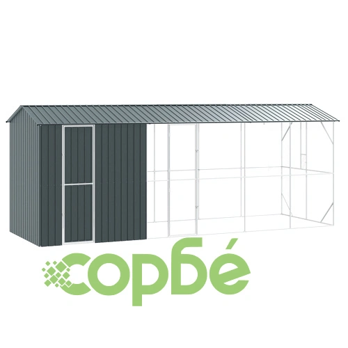 Просторна Клетка за Птици с Разширение от Стомана - Антрацит 210x640x247 см ➤ топ цена ➤ sorbe.bg