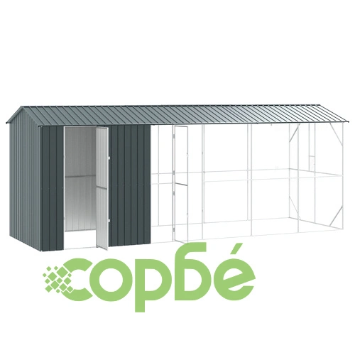 Просторна Клетка за Птици с Разширение от Стомана - Антрацит 210x640x247 см ➤ топ цена ➤ sorbe.bg