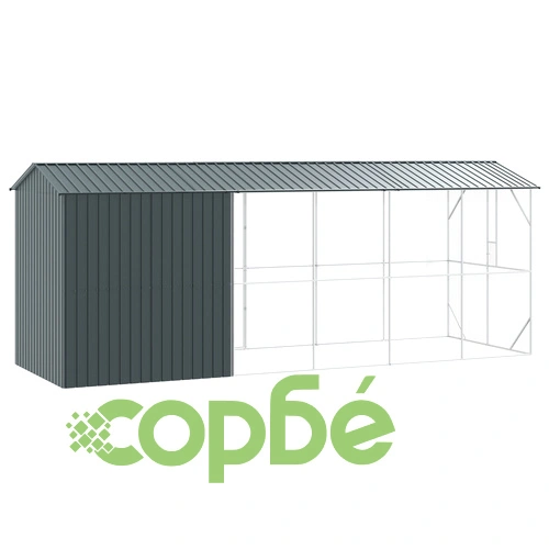 Просторна Клетка за Птици с Разширение от Стомана - Антрацит 210x640x247 см ➤ топ цена ➤ sorbe.bg