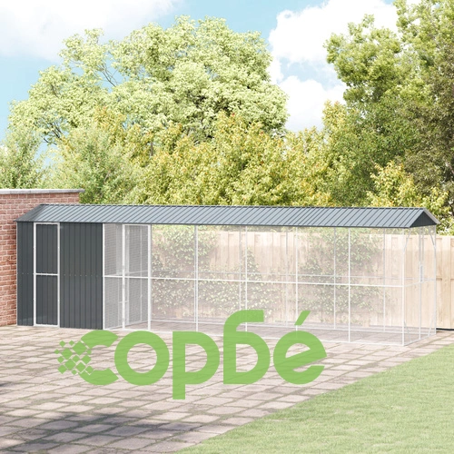 Просторна Клетка за Птици от Стомана с Разширение - Антрацит 210x838x247 см ➤ топ цена ➤ sorbe.bg