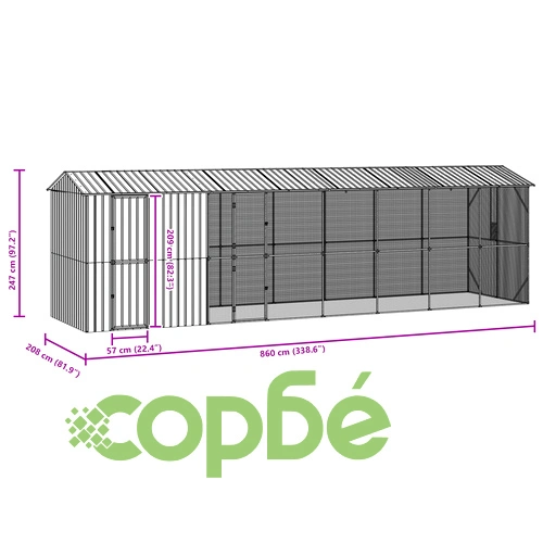 Просторна Клетка за Птици от Стомана с Разширение - Антрацит 210x838x247 см ➤ топ цена ➤ sorbe.bg