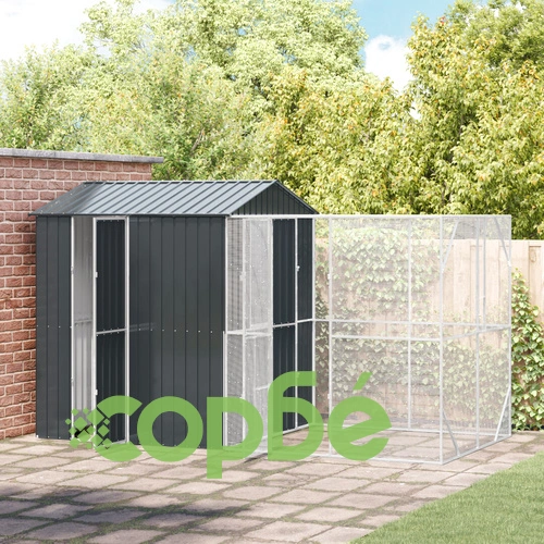 Клетка за птици от стомана с разширение, Антрацит, 210x421x247 см ➤ топ цена ➤ sorbe.bg