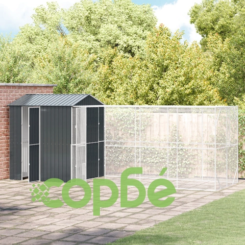 Стоманена клетка за птици с удължение Антрацит 210x619x247 см за градина ➤ топ цена ➤ sorbe.bg