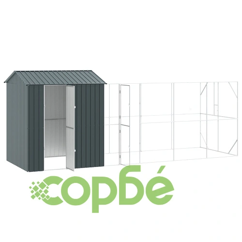 Стоманена клетка за птици с удължение Антрацит 210x619x247 см за градина ➤ топ цена ➤ sorbe.bg