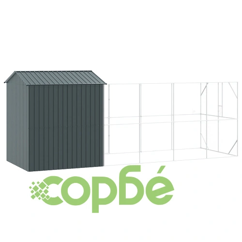 Стоманена клетка за птици с удължение Антрацит 210x619x247 см за градина ➤ топ цена ➤ sorbe.bg