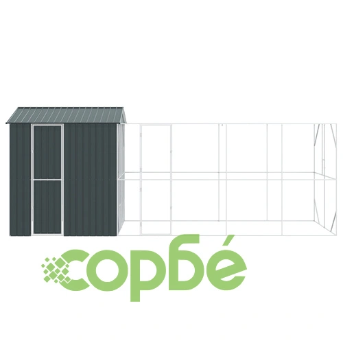 Стоманена клетка за птици с удължение Антрацит 210x619x247 см за градина ➤ топ цена ➤ sorbe.bg