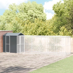 Клетка за птици от стомана с разширение, Антрацит, 210x817x247 см