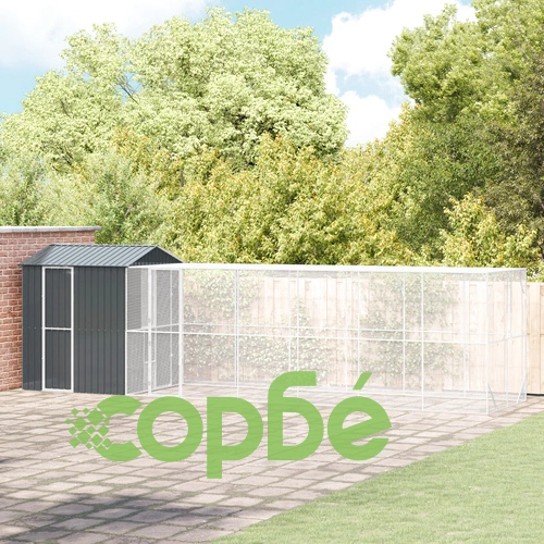 Клетка за птици от стомана с разширение, Антрацит, 210x817x247 см ➤ топ цена ➤ sorbe.bg