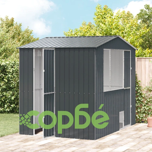 Просторна Клетка за Птици - Антрацит, 310x215x247 см, Здрава Стоманена Конструкция ➤ топ цена ➤ sorbe.bg