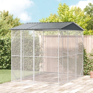 Просторна Клетка за Птици от Стомана с Прахово Покритие, Антрацит, 310x227x247 см