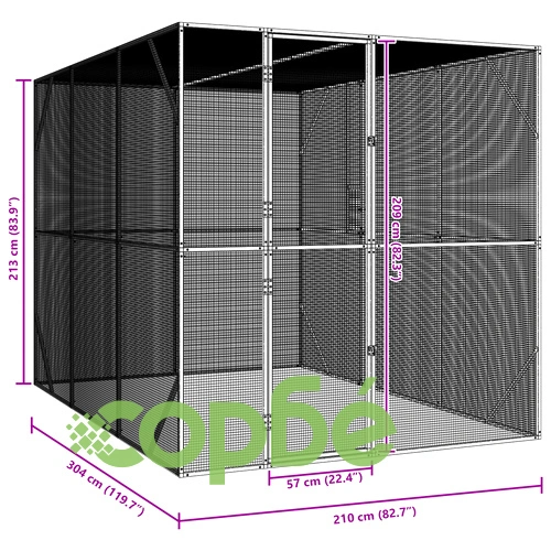 Просторна Авиария за Птици от Стомана, Антрацит, 302x206x214 см, Външна/Вътрешна Употреба ➤ топ цена ➤ sorbe.bg