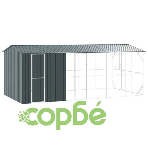 Просторна клетка за птици с разширение, антрацит, 310x640x247 см, стоманена конструкция ➤ топ цена ➤ sorbe.bg