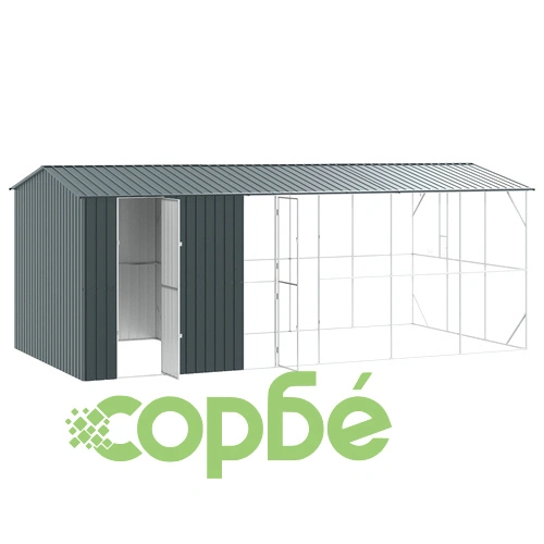 Просторна клетка за птици с разширение, антрацит, 310x640x247 см, стоманена конструкция ➤ топ цена ➤ sorbe.bg