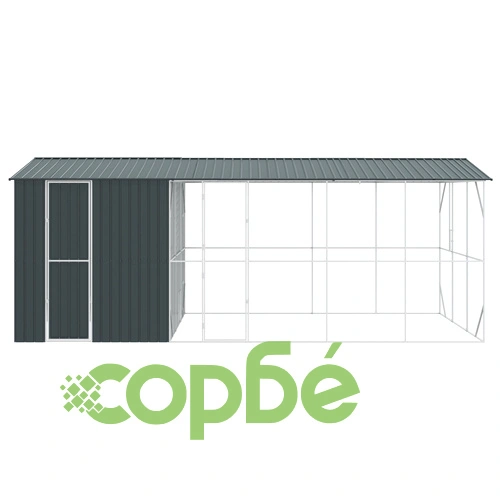 Просторна клетка за птици с разширение, антрацит, 310x640x247 см, стоманена конструкция ➤ топ цена ➤ sorbe.bg