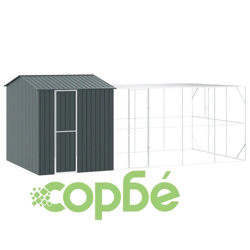 Просторна Клетка за Птици с Разширение, Антрацит, 310x619x247 см, Стоманена Конструкция ➤ топ цена ➤ sorbe.bg