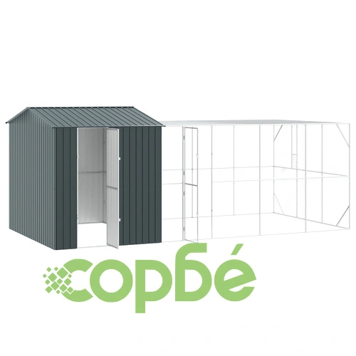 Просторна Клетка за Птици с Разширение, Антрацит, 310x619x247 см, Стоманена Конструкция ➤ топ цена ➤ sorbe.bg