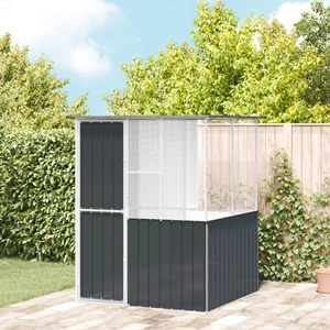 Просторна клетка за птици от галванизирана стомана - Антрацит 215x78x200 см