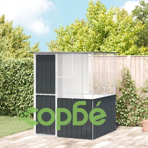 Просторна клетка за птици от галванизирана стомана - Антрацит 215x78x200 см ➤ топ цена ➤ sorbe.bg