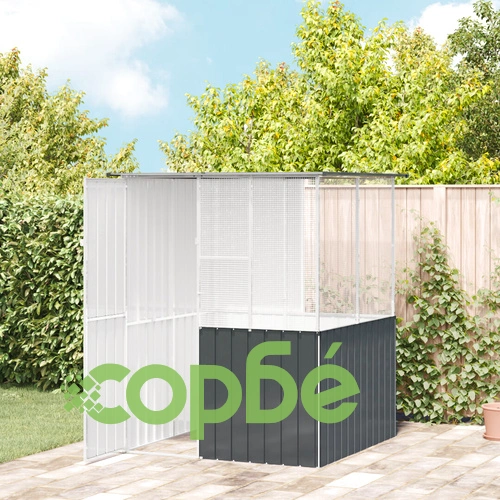 Просторна клетка за птици от галванизирана стомана - Антрацит 215x78x200 см ➤ топ цена ➤ sorbe.bg