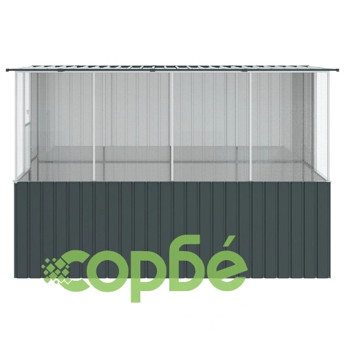 Клетка за птици от поцинкована стомана - Антрацит 215x78x200 см ➤ топ цена ➤ sorbe.bg