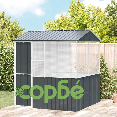 Клетка за птици от поцинкована стомана - Антрацит, 215x78x200 см, за външна употреба ➤ топ цена ➤ sorbe.bg