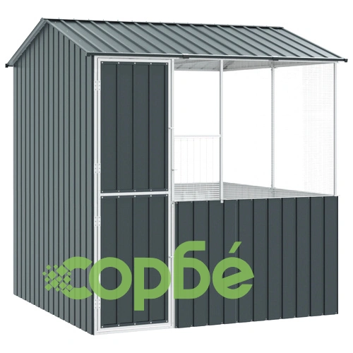 Клетка за птици от поцинкована стомана - Антрацит, 215x78x200 см, за външна употреба ➤ топ цена ➤ sorbe.bg