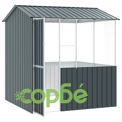 Клетка за птици от поцинкована стомана - Антрацит, 215x78x200 см, за външна употреба ➤ топ цена ➤ sorbe.bg