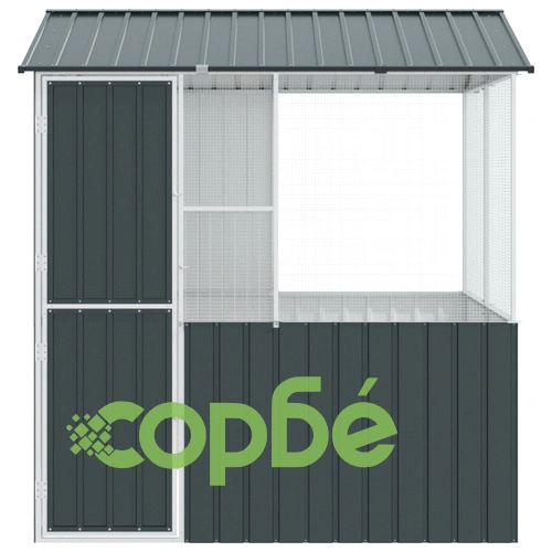 Клетка за птици от поцинкована стомана - Антрацит, 215x78x200 см, за външна употреба ➤ топ цена ➤ sorbe.bg