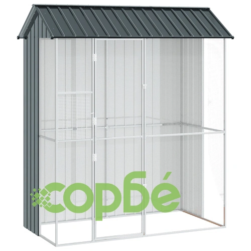 Просторна Клетка за Птици от Стомана, Антрацит 215x110x247 см, Правоъгълна ➤ топ цена ➤ sorbe.bg