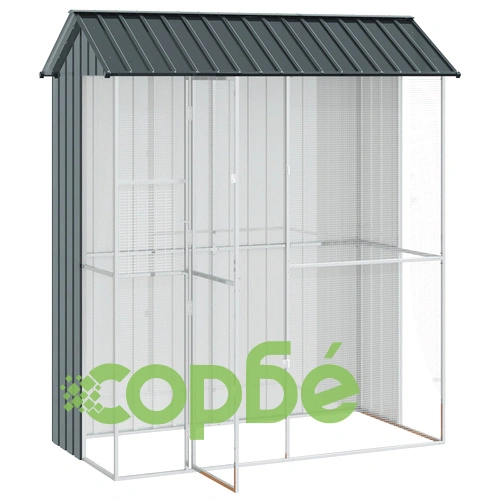 Просторна Клетка за Птици от Стомана, Антрацит 215x110x247 см, Правоъгълна ➤ топ цена ➤ sorbe.bg