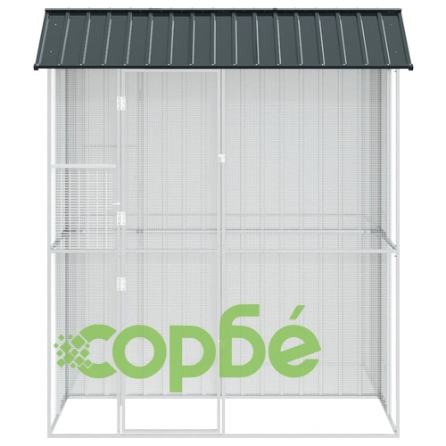 Просторна Клетка за Птици от Стомана, Антрацит 215x110x247 см, Правоъгълна ➤ топ цена ➤ sorbe.bg