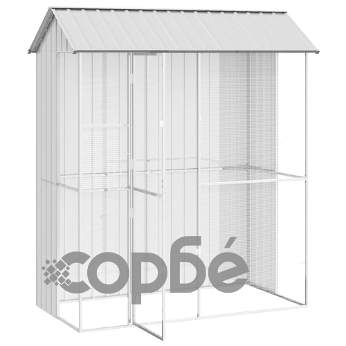 Клетка за птици от стомана, сива, 215x110x247 см, за вътрешна и външна употреба ➤ топ цена ➤ sorbe.bg