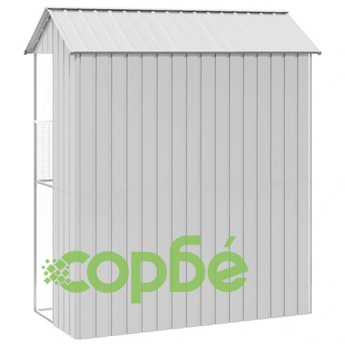 Клетка за птици от стомана, сива, 215x110x247 см, за вътрешна и външна употреба ➤ топ цена ➤ sorbe.bg