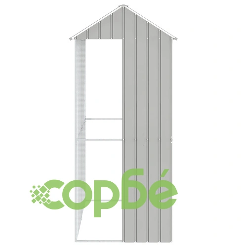 Клетка за птици от стомана, сива, 215x110x247 см, за вътрешна и външна употреба ➤ топ цена ➤ sorbe.bg