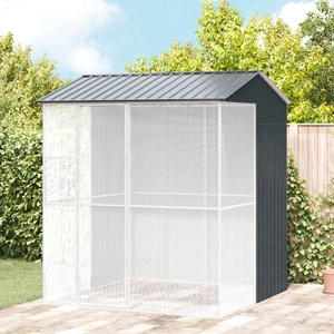 Просторна Клетка за Птици от Стомана с Антрацитно Покритие 215x210x247 см за Градина