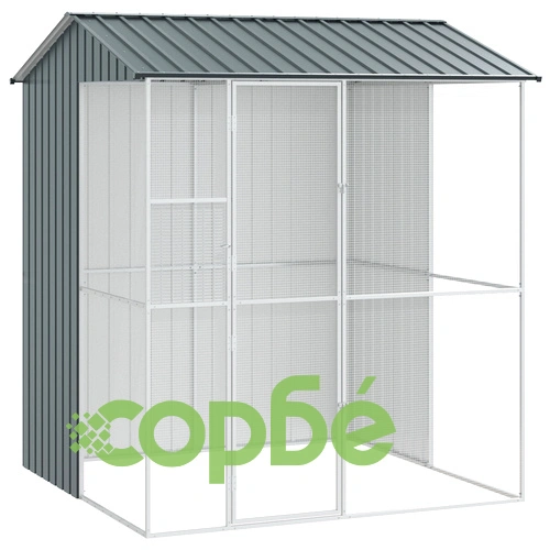 Просторна Клетка за Птици от Стомана с Антрацитно Покритие 215x210x247 см за Градина ➤ топ цена ➤ sorbe.bg