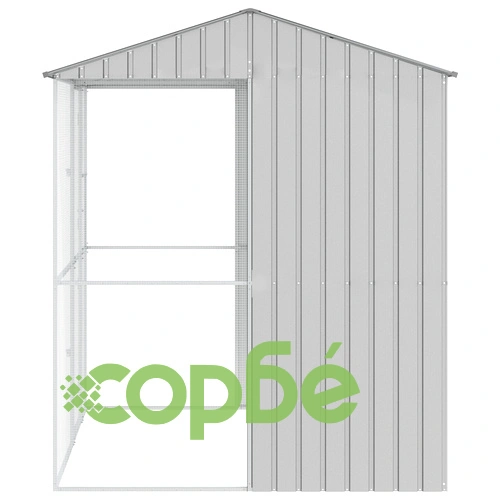 Просторна Клетка за Птици от Стомана, Сива, 215x210x247 см, за Външна Употреба ➤ топ цена ➤ sorbe.bg