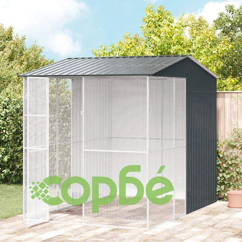 Птичарник от Стомана с Антрацитно Покритие 215x310x247 см за Градината ➤ топ цена ➤ sorbe.bg