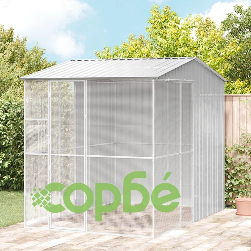 Просторна Волиера за Птици 215x310x247 см от Прахово Боядисана Стомана, Сива ➤ топ цена ➤ sorbe.bg