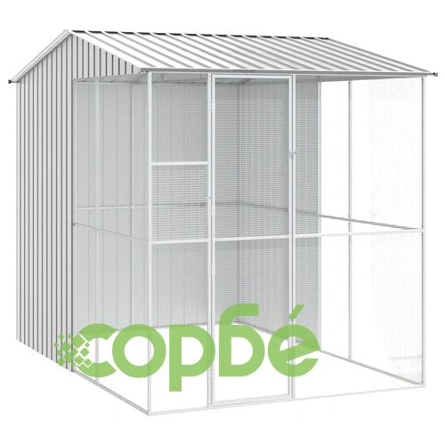 Просторна Волиера за Птици 215x310x247 см от Прахово Боядисана Стомана, Сива ➤ топ цена ➤ sorbe.bg
