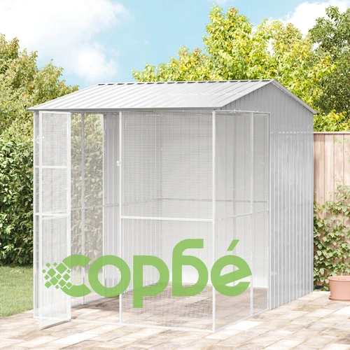 Просторна Волиера за Птици 215x310x247 см от Прахово Боядисана Стомана, Сива ➤ топ цена ➤ sorbe.bg