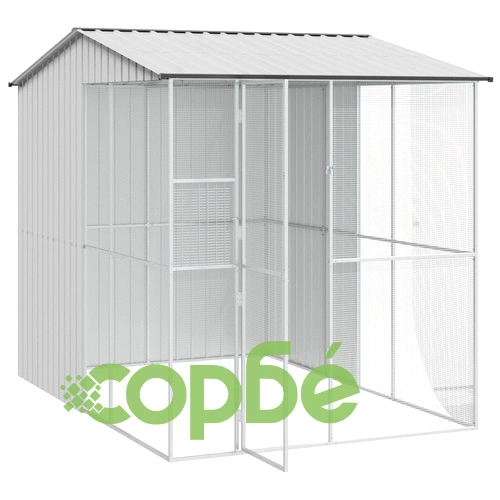 Просторна Волиера за Птици 215x310x247 см от Прахово Боядисана Стомана, Сива ➤ топ цена ➤ sorbe.bg