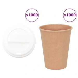 Хартиени чаши за кафе с капачки 1000 бр. - 12oz (300ml) Кафяви