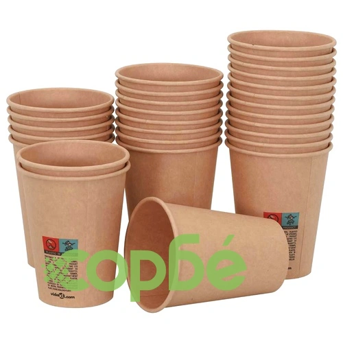 Хартиени чаши за кафе с капачки 1000 бр. - 12oz (300ml) Кафяви ➤ топ цена ➤ sorbe.bg