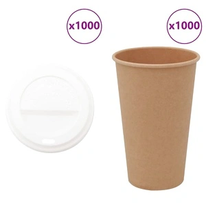 Хартиени чаши за кафе с капачки 1000 бр. 16oz 400ml кафяви