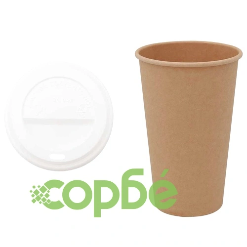 Хартиени чаши за кафе с капачки 1000 бр. 16oz 400ml кафяви ➤ топ цена ➤ sorbe.bg