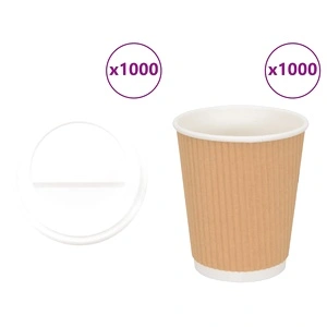 Хартиени Чаши за Кафе с Капачки 1000 бр. - Кафяви, 8oz/200ml, Еко Материали