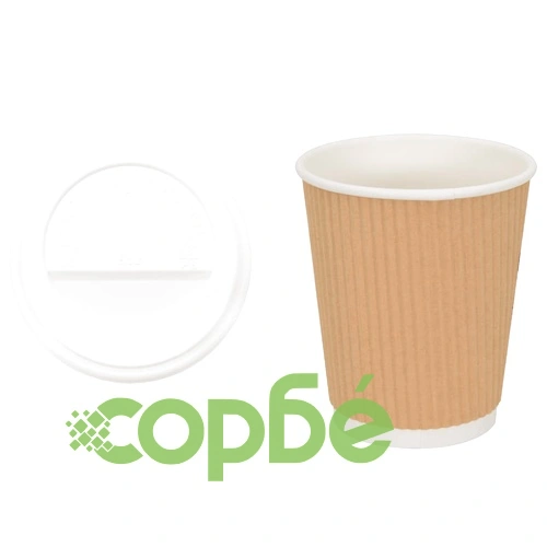 Хартиени Чаши за Кафе с Капачки 1000 бр. - Кафяви, 8oz/200ml, Еко Материали ➤ топ цена ➤ sorbe.bg